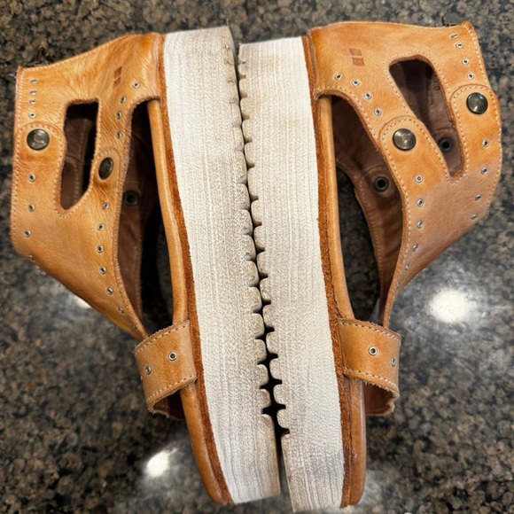 BED|STU Tan Leather Platform Sandals with Zip Back|Size 7 - Picture 8 of 9